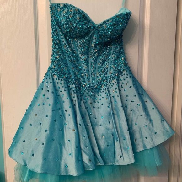 Beautiful Blue Beaded Corset Dress in Size XS - Picture 1 of 1